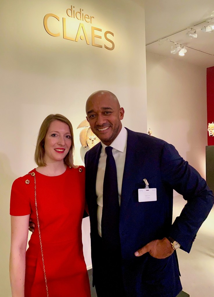 Journalist Claudia Scholz meeting gallery owner Didier Claes at the Brafa art fair 2020.